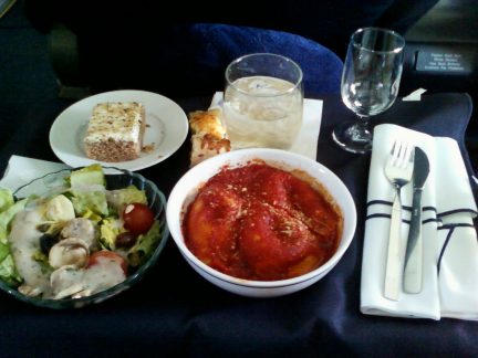 Dinner in American Airlines First Class from DFW to MCO