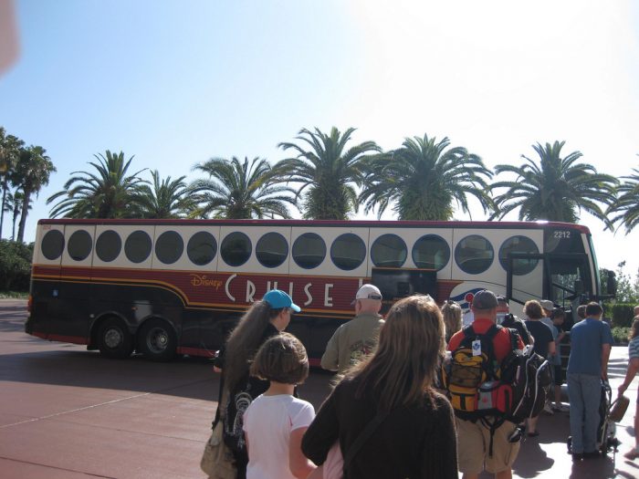 Boarding the Disney Cruise Line transfers motorcoach