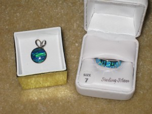 Australian opal pendant and ring