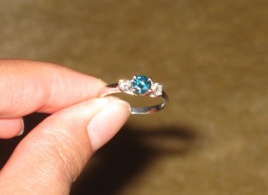 Blue diamond ring from St. Thomas