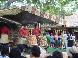Drumming demo in Tonga village