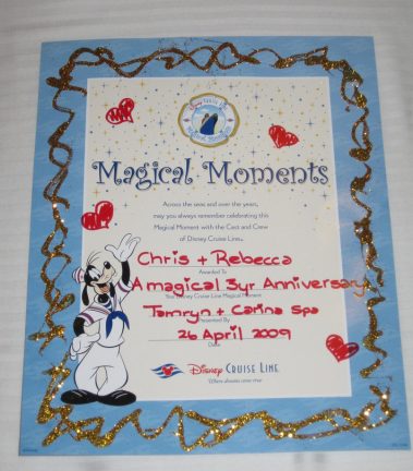 Magical Moments certificate