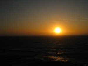 Sunset on day at sea