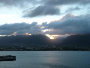 Sunset over Kahului Harbor