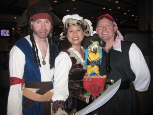 With other pirates!