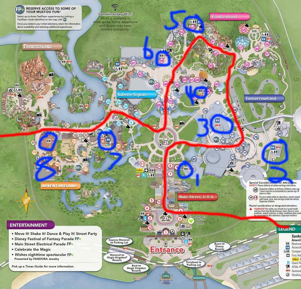 Magic Kingdom WDW Marathon Bathrooms Map