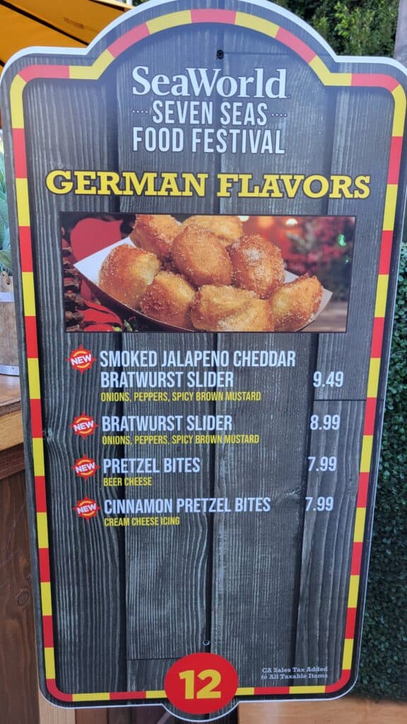 German Flavors a la carte pricing