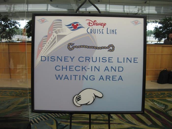 Embarkation Day sign inside the Hyatt Orlando Airport